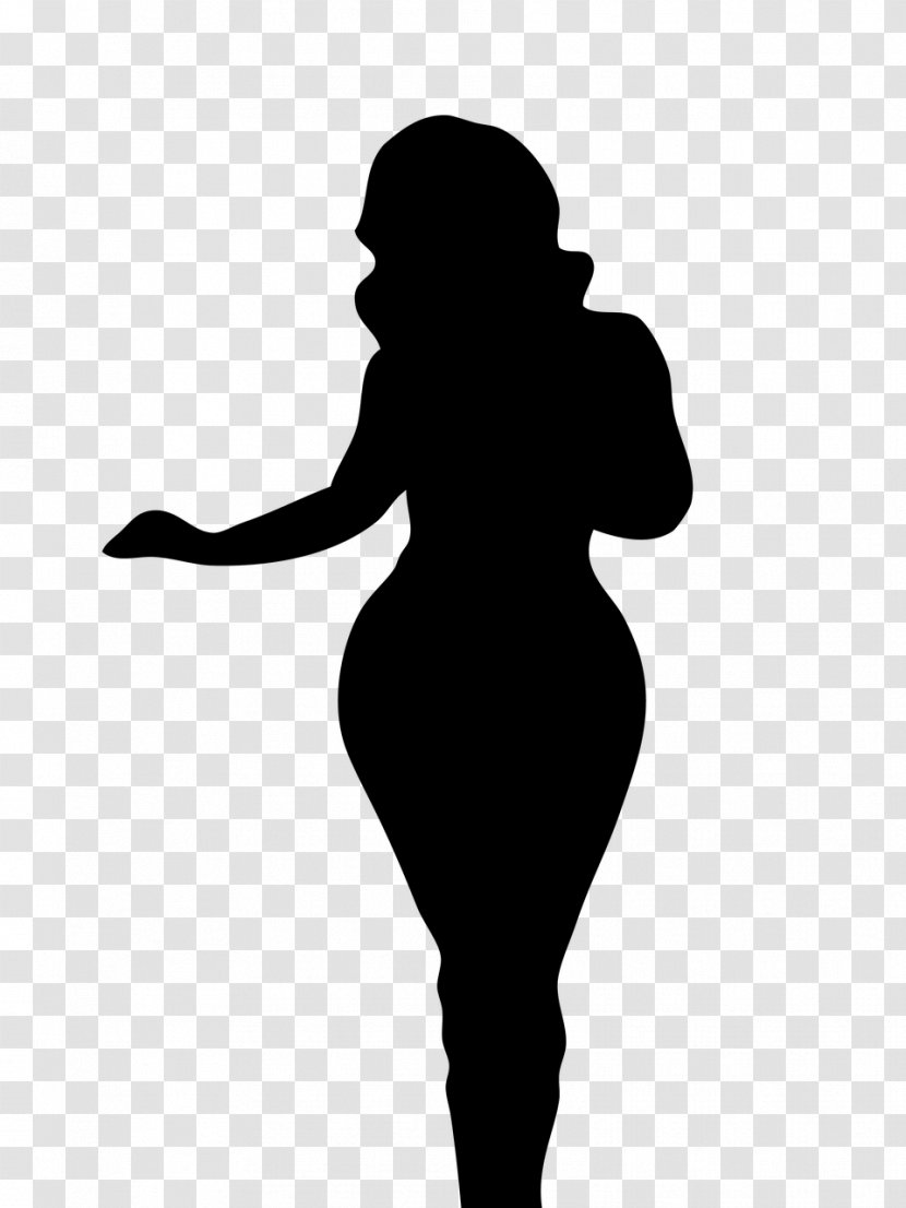 Woman Cartoon - Plussize Model - Blackandwhite Standing Transparent PNG