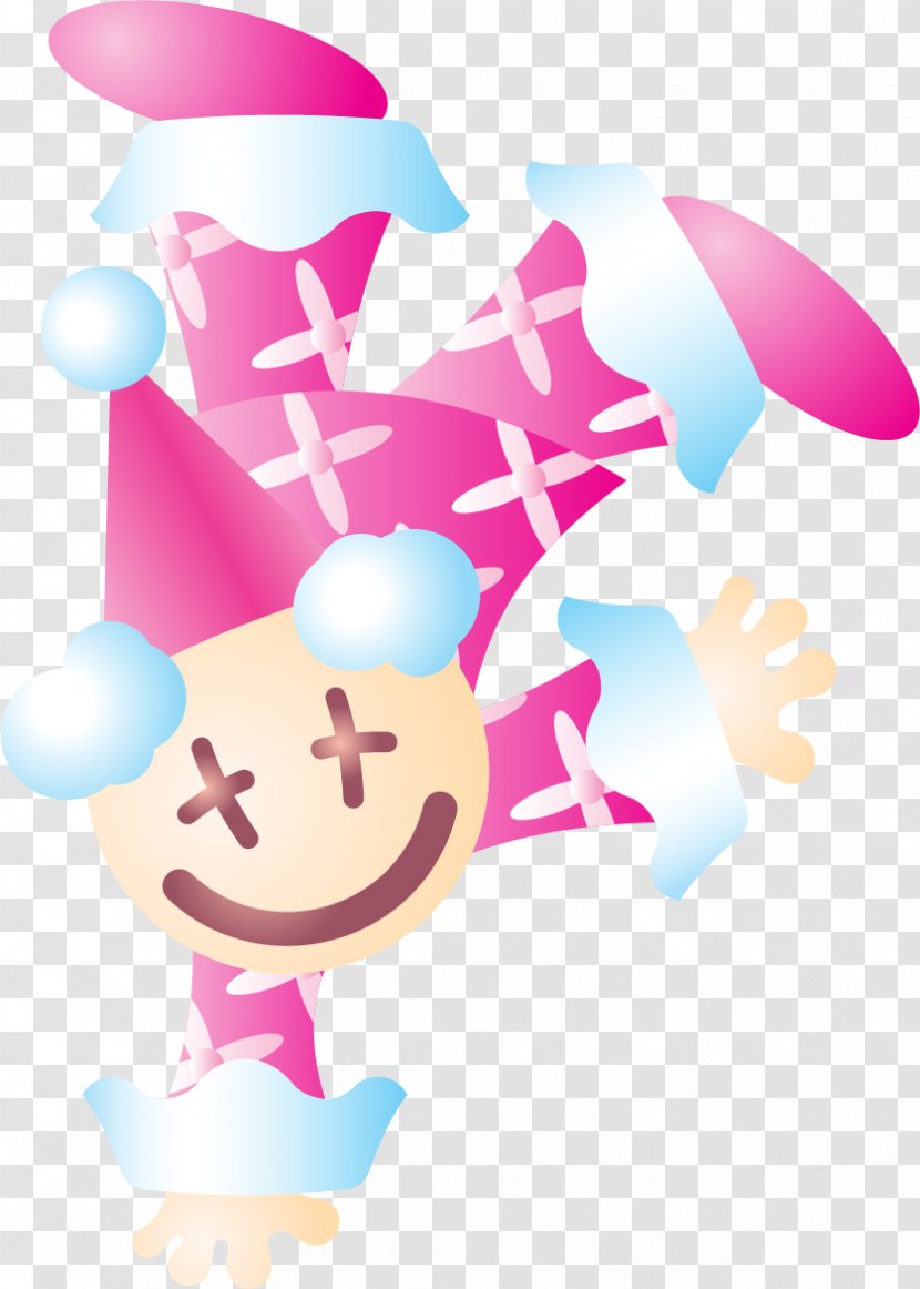 Clown Clip Art - Pink - Vector Painted Flying Transparent PNG