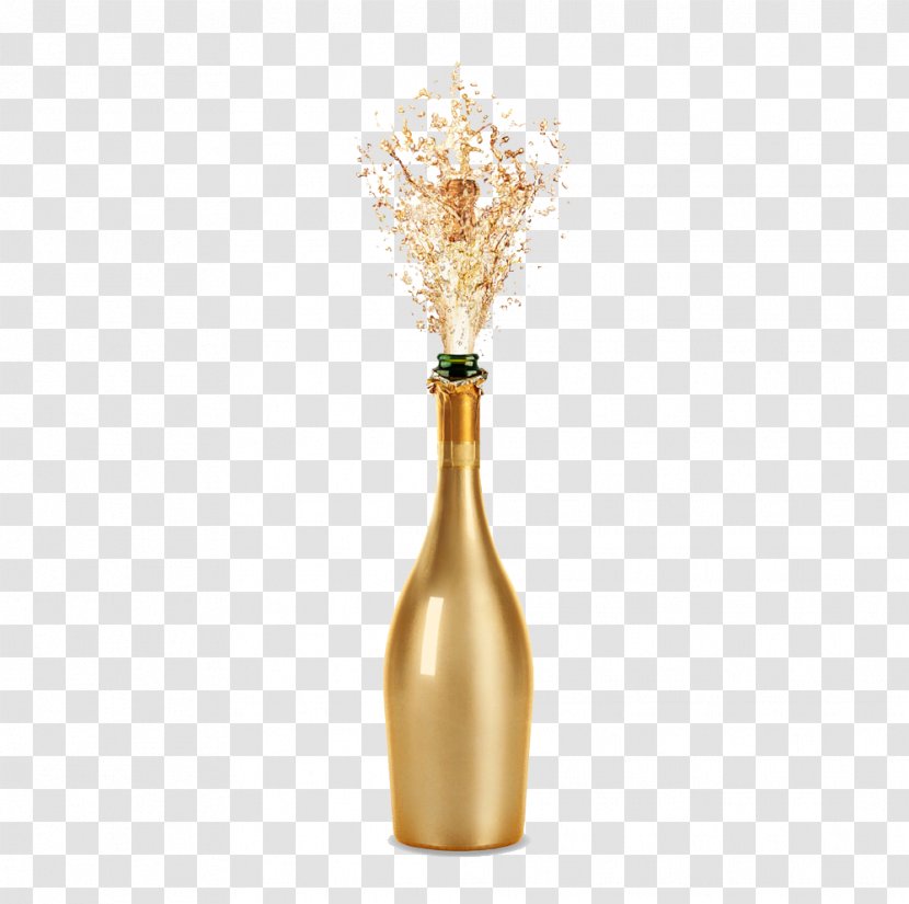 Champagne Sparkling Wine Fizz Bottle - Vase - Splash Transparent PNG