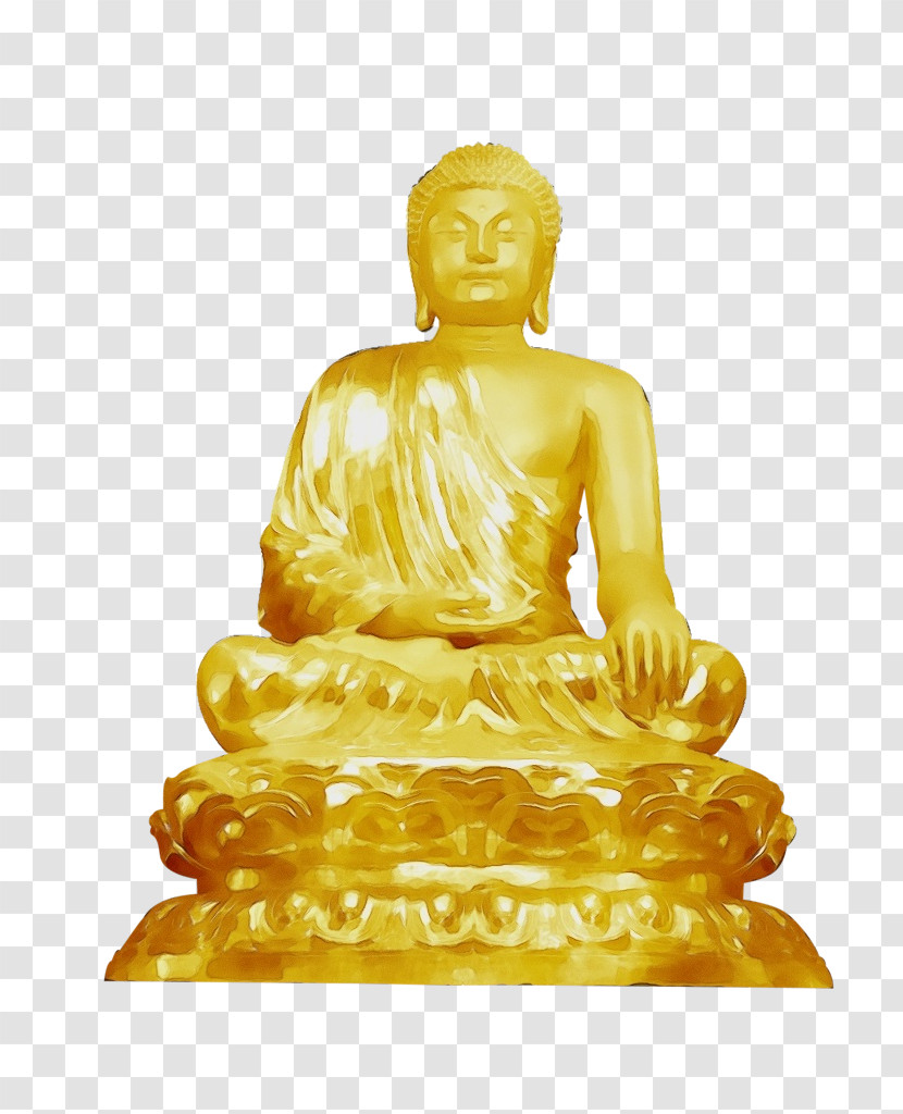 Statue Sculpture Yellow Figurine Sitting Transparent PNG