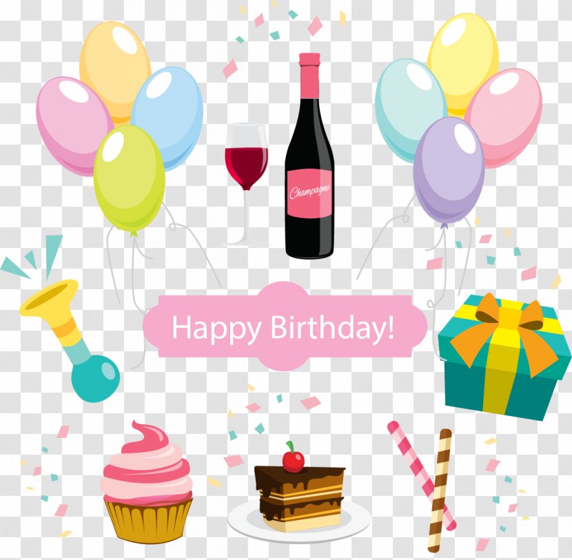 Birthday Cake Wish Happy To You Party - Vector Hand-drawn Cartoon Transparent PNG