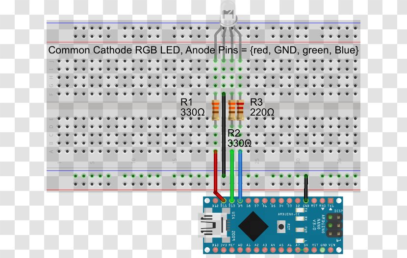 Arduino Light-emitting Diode Wiring Diagram Electronic Circuit RGB Color Model - Prototyping - Board Transparent PNG