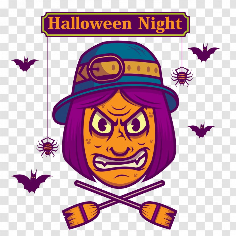 Halloween Jack-o-lantern Boszorkxe1ny - Broom - Witch Transparent PNG