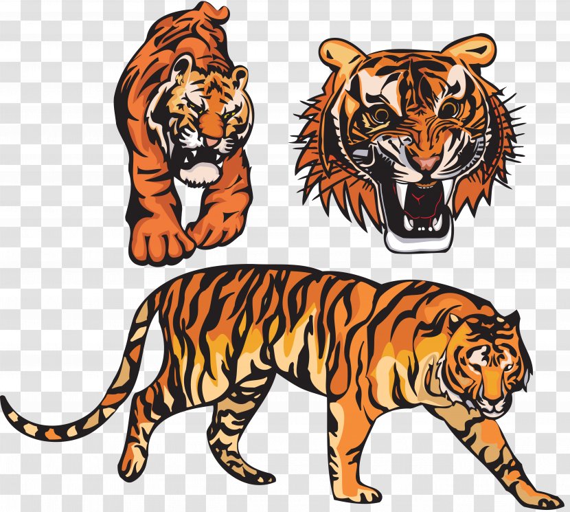 Lion Sumatran Tiger Embroidery Clip Art - White Transparent PNG