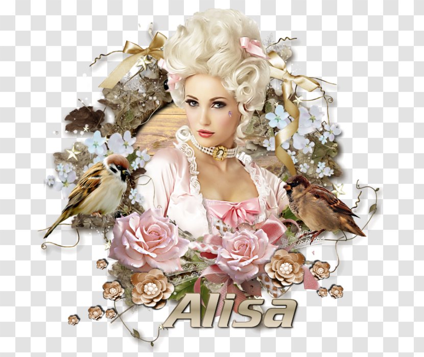 Marie Antoinette Wig Floral Design Costume Blond - Flower Bouquet - Jpeg Transparent PNG