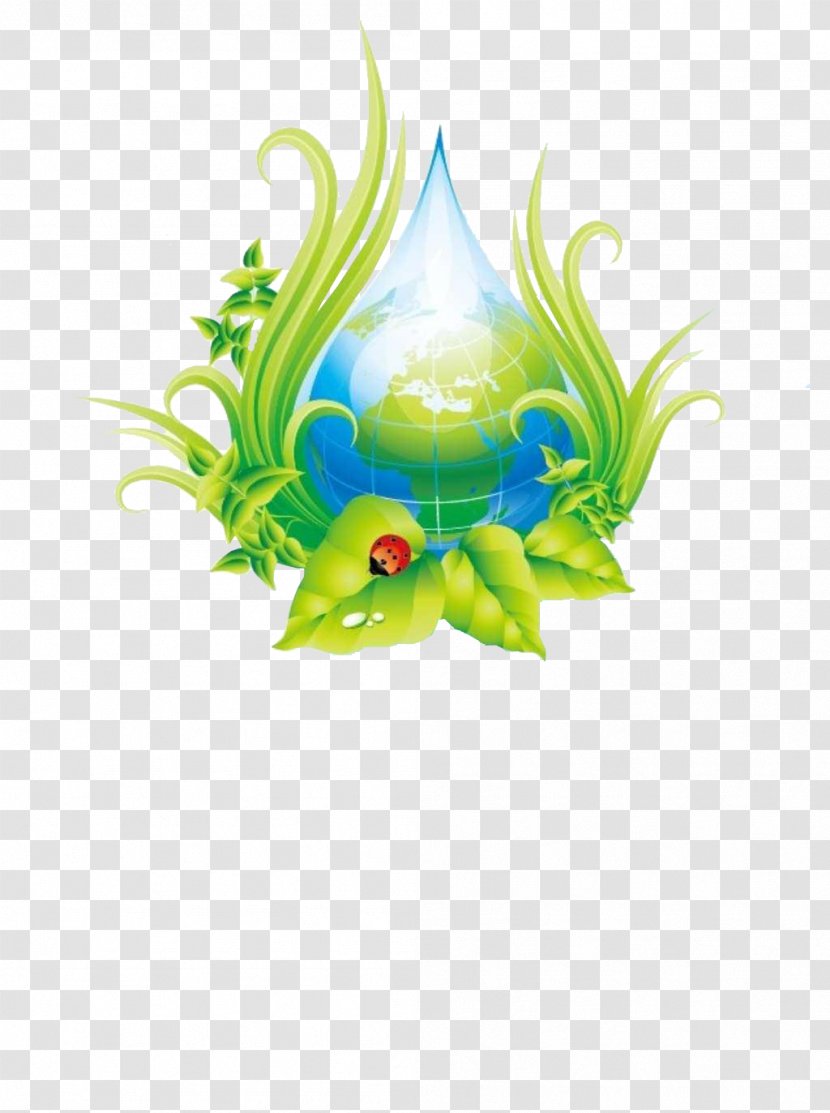 Earth - Green - Droplets Surrounded By Leaves Transparent PNG