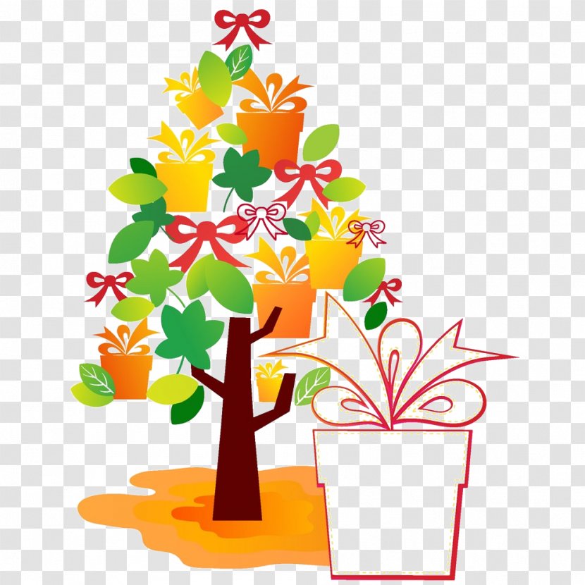 Gift Tree Christmas - Box - On A Transparent PNG