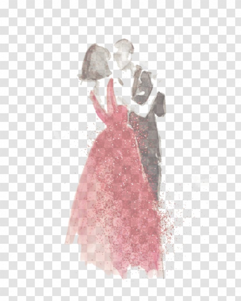 The Dancing Couple Watercolor Painting Drawing Illustration - Ballet - Dress Transparent PNG