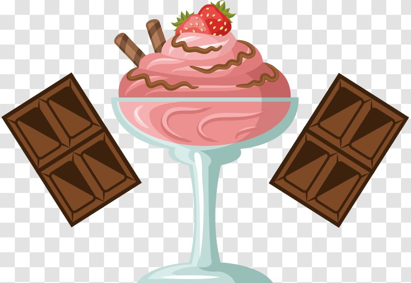 Ice Cream Cone Sundae Chocolate - Fruit Cake Cup Vector Transparent PNG