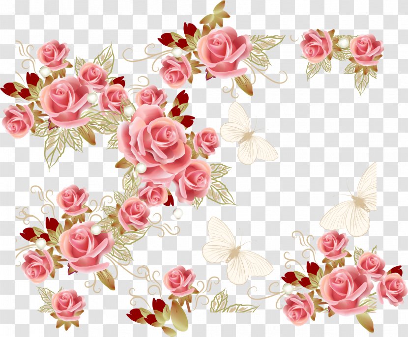 Garden Roses Pink Flower - Flowers Transparent PNG