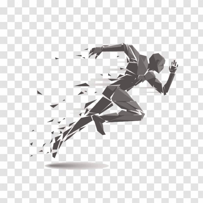 Running Track And Field Athletics Clip Art - Monochrome - Man Transparent PNG