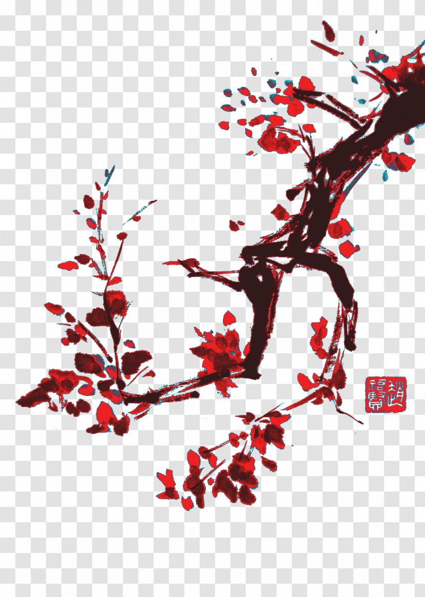 Ink Wash Painting Chinese Calligraphy Shan Shui - Cherry Blossom - Blossoms Transparent PNG