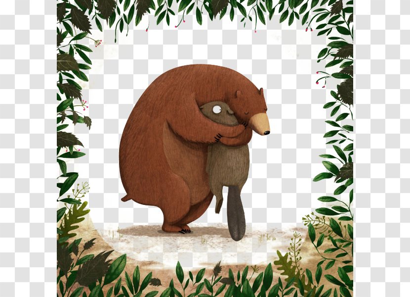 Hug Me, Please! Childrens Literature Illustrator Book Illustration - Mammal - Cartoon Bear Holding Hand-painted Leaves Transparent PNG
