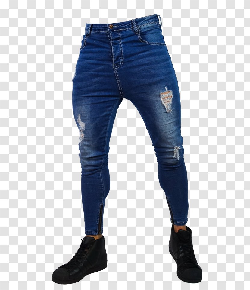 Jeans Denim Stone Washing Slim-fit Pants - Electric Blue - Fabric Transparent PNG
