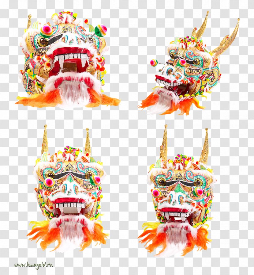 Lion Dance Chinese New Year Festival - All Kinds Of Masks Transparent PNG