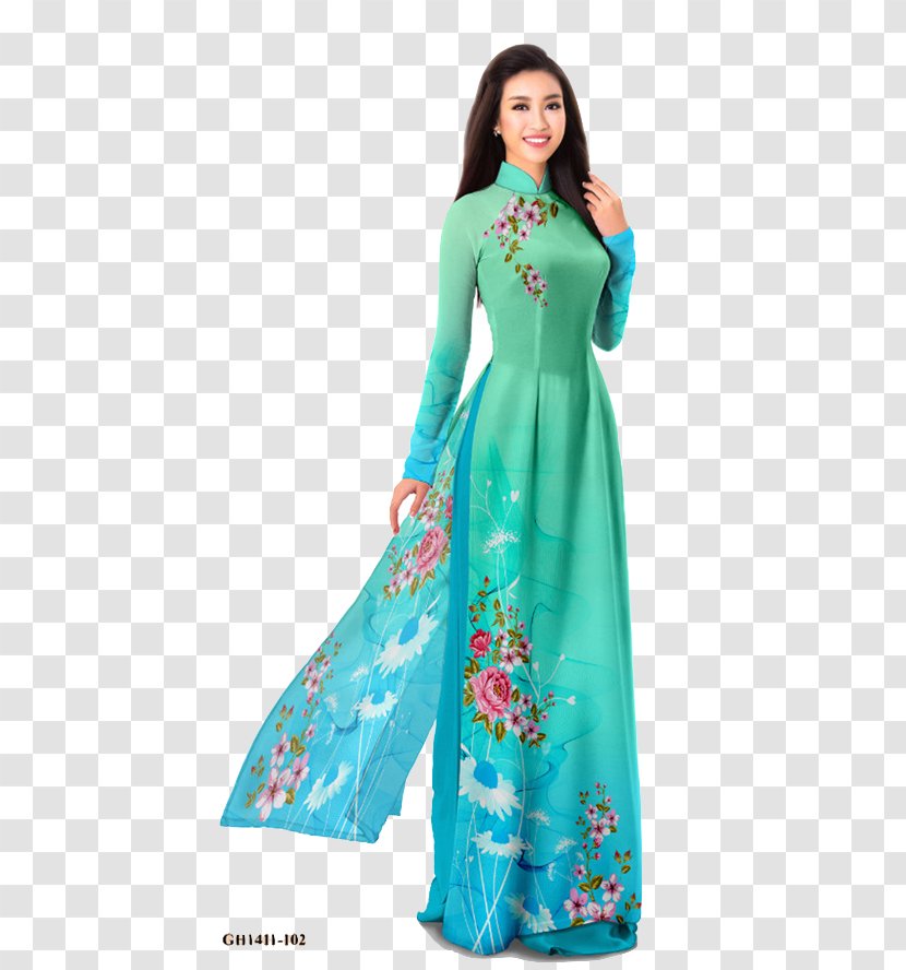 Áo Dài Vietnam Clothing Folk Costume Dress - Turquoise - Ao Dai Transparent PNG