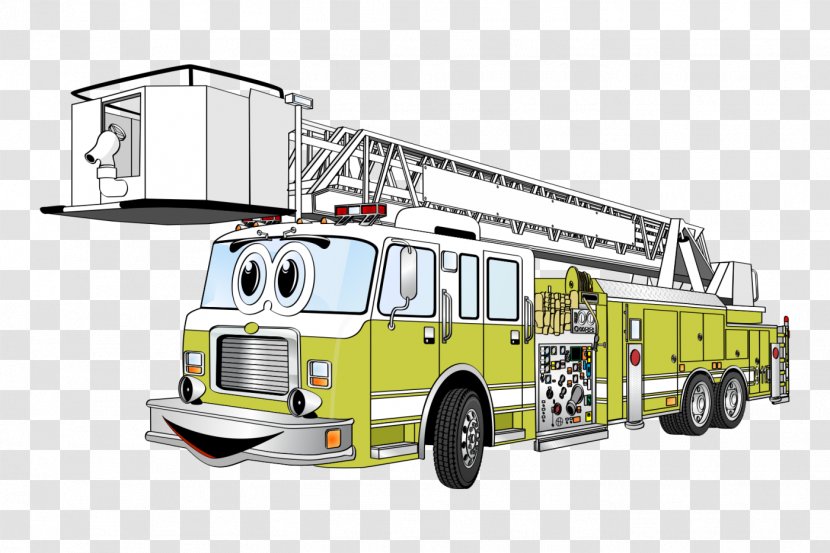 Fire Engine Hook Ladder Truck Firefighter Clip Art - Public Domain Transparent PNG