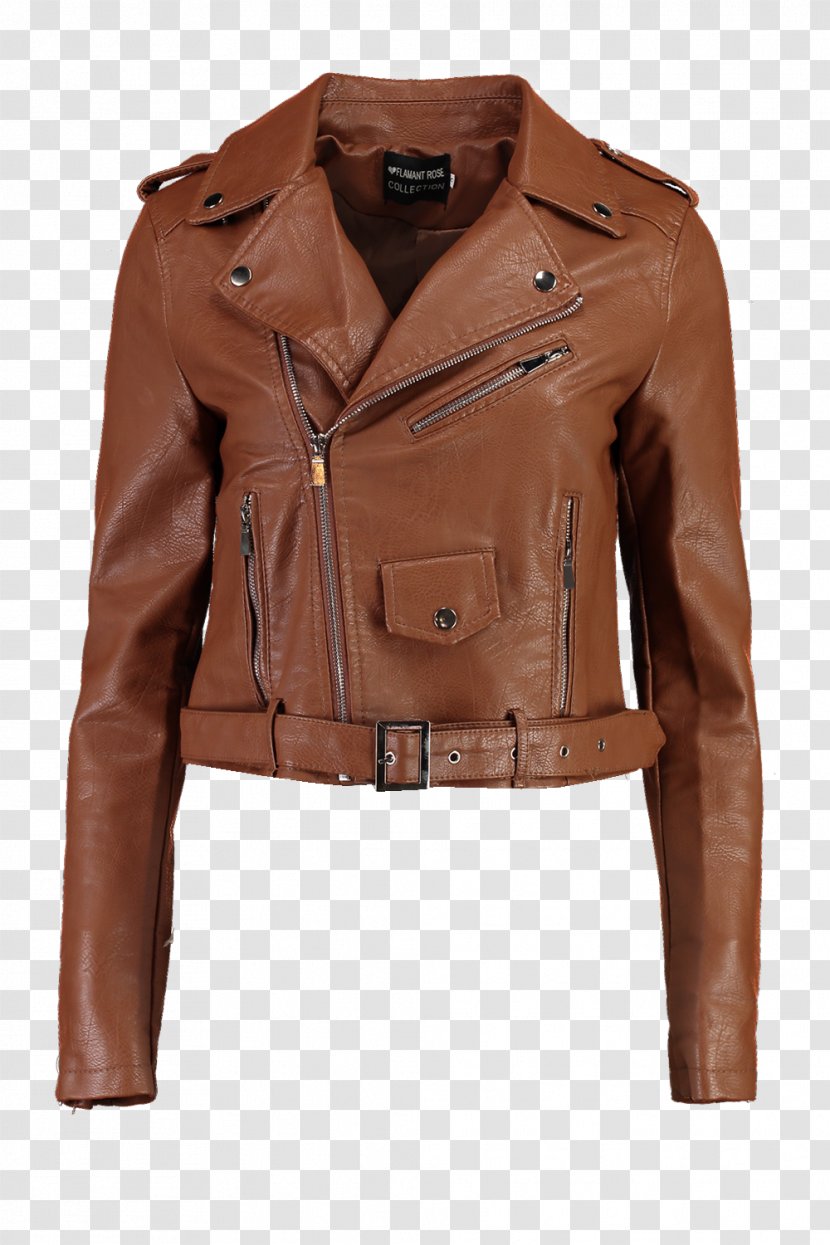 Leather Jacket Perfecto Motorcycle Clothing - Brown - Solid Coat Transparent PNG