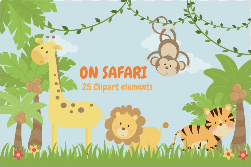 Baby Jungle Animals Safari Patterns Clip Art - Tree Transparent PNG