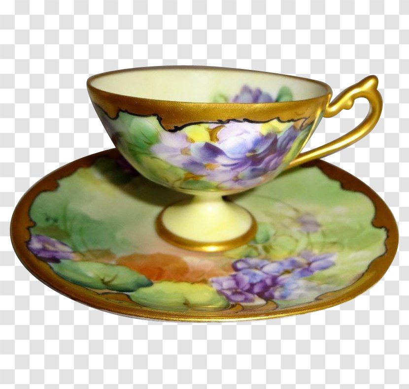 Coffee Cup Saucer Porcelain Tableware - Hand Painted Teacup Transparent PNG
