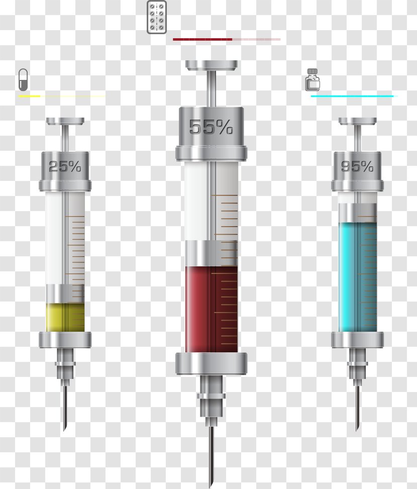 Syringe Medicine Health Care Hypodermic Needle - Medical Equipment - Vector Color Chart Transparent PNG