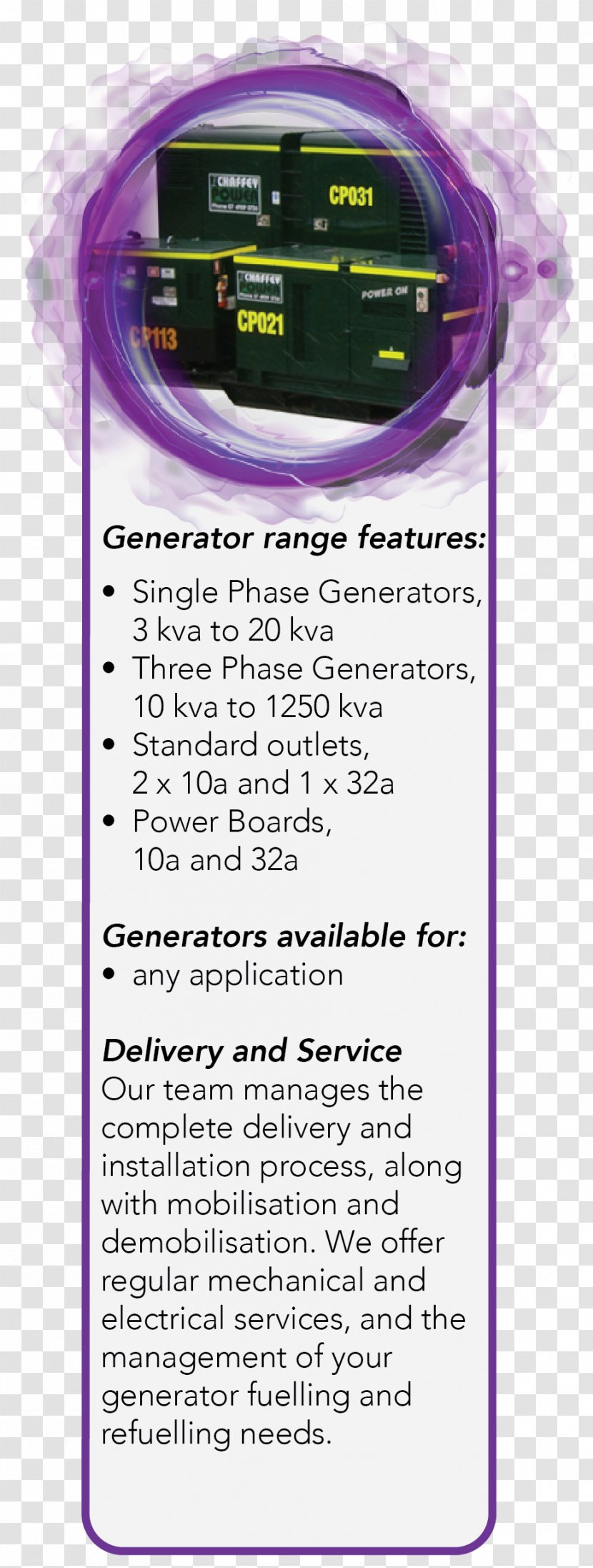 Electric Generator Chaffey Power Job Font - Text - Violet Transparent PNG