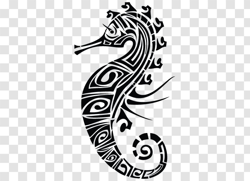 Seahorse Polynesia Tattoo Māori People - Black And White Transparent PNG