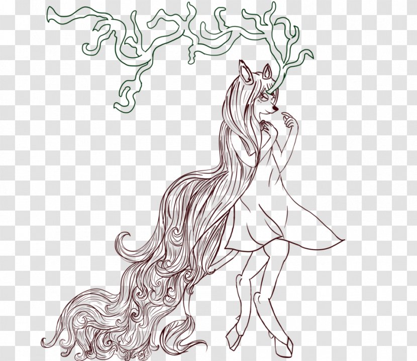 Line Art Drawing Qilin Sketch - Flower - Watercolor Transparent PNG