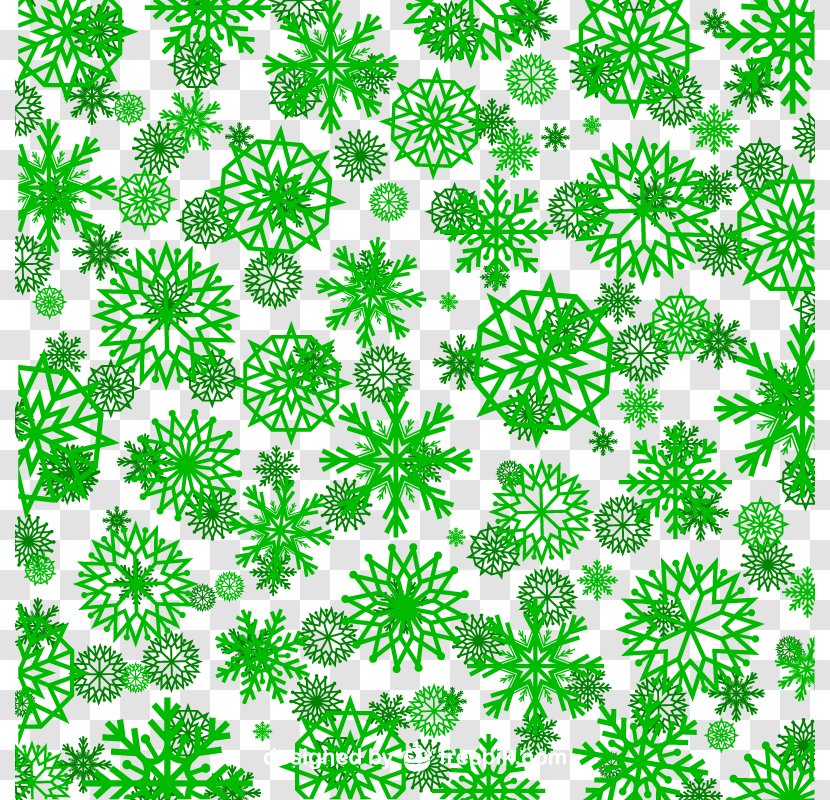 Green Snowflake Pattern - Seamless Background Vector Material Transparent PNG