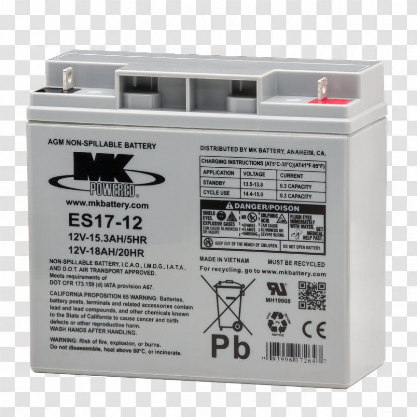 Electric Battery VRLA Lead–acid Ampere Hour Rechargeable - Interstate Batteries - Automotive Transparent PNG