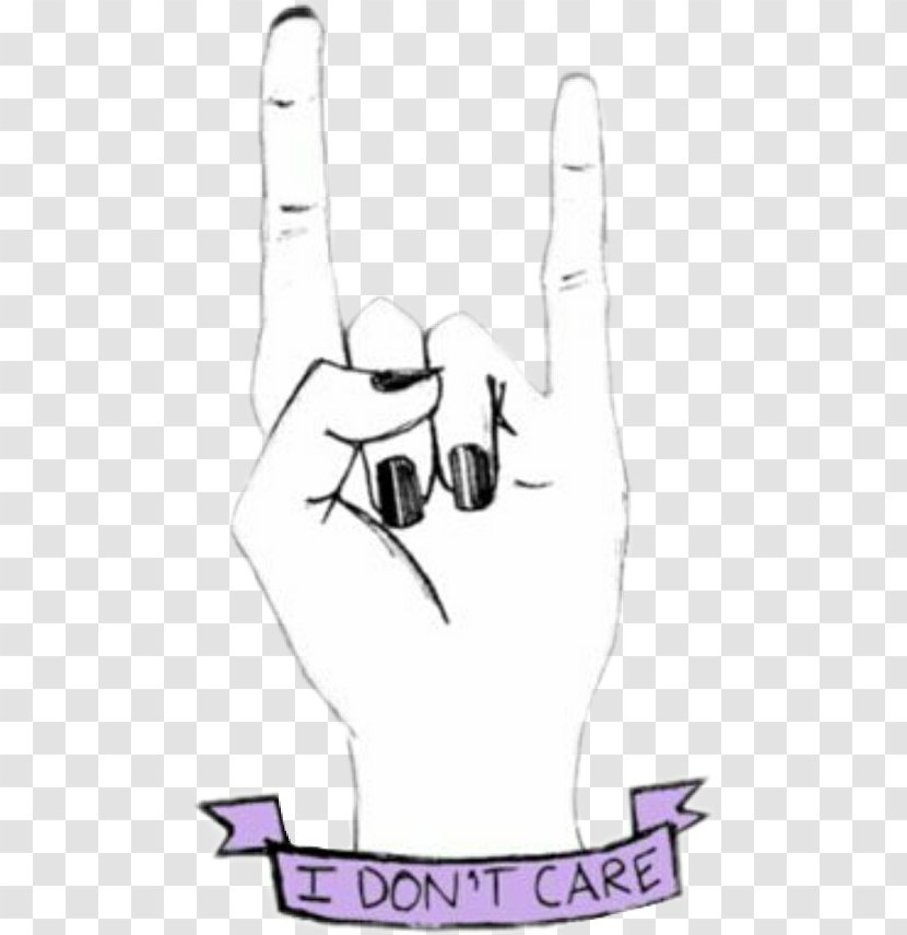 Sign Of The Horns Drawing I Don't Care Language - Flower - Rock Transparent PNG