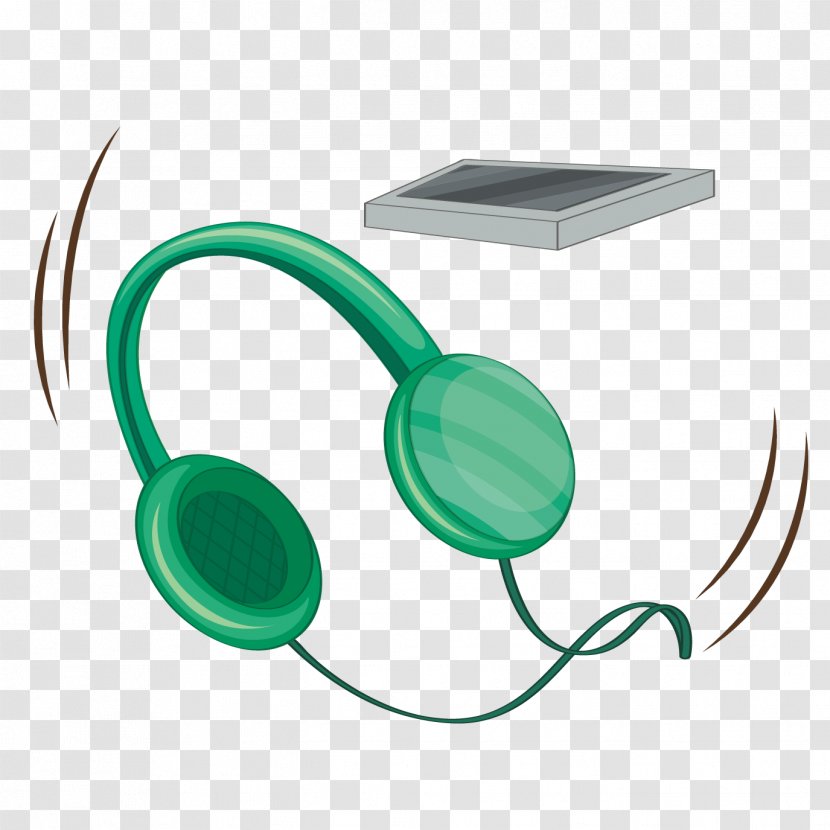 Headphones Cartoon Green - Headset Phone Vector Material Transparent PNG