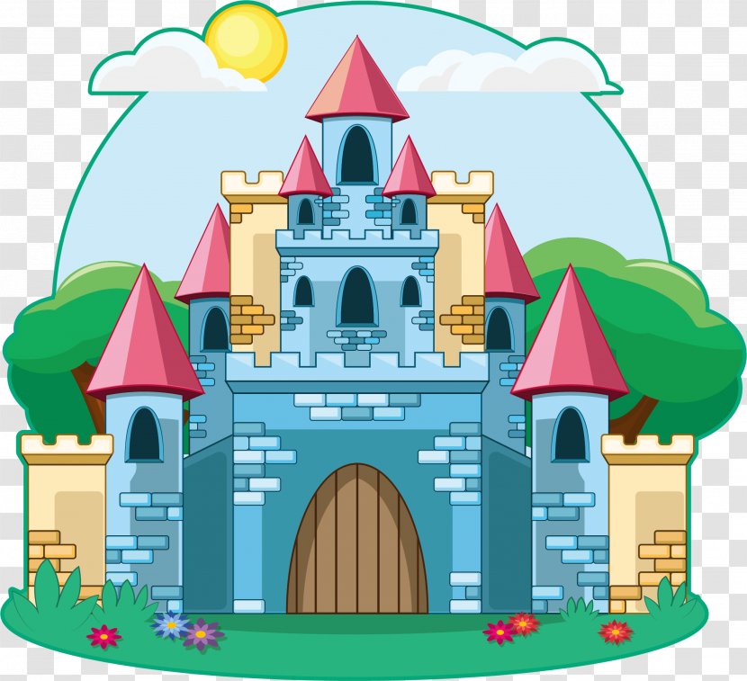 Castle Cartoon Drawing Illustration - Peppa Pig - Fairy Tale Blue Transparent PNG