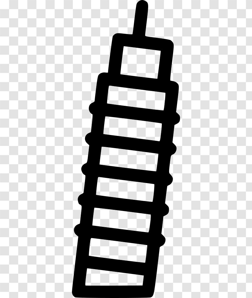 Leaning Tower Of Pisa Building - Black And White Transparent PNG