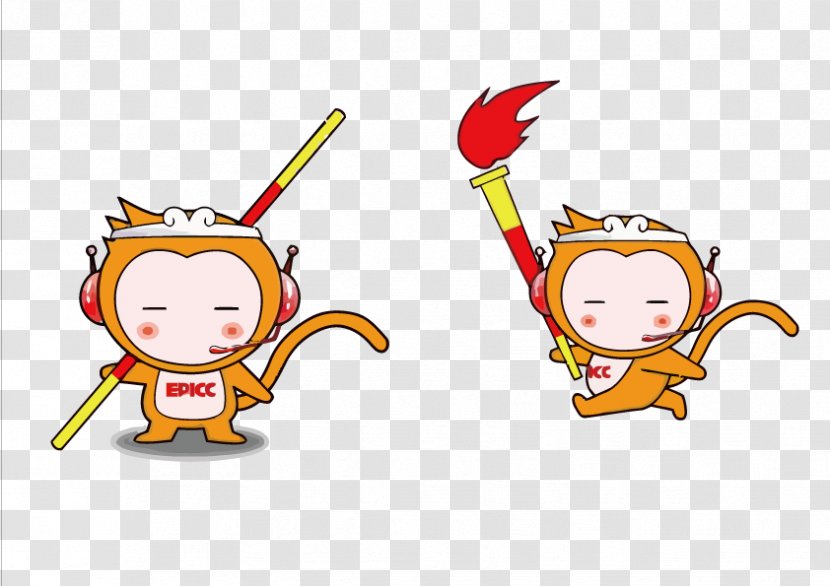 Sun Wukong Monkey Cartoon Illustration - Mascot - Vector Transparent PNG