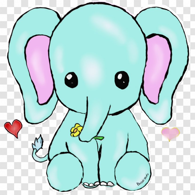 Elephant - Line Art Pink Transparent PNG