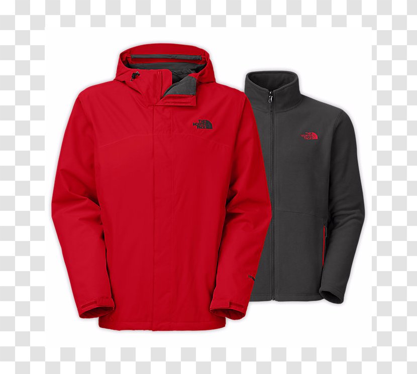Hoodie The North Face Fleece Jacket Gore-Tex - Down Feather - Red Transparent PNG
