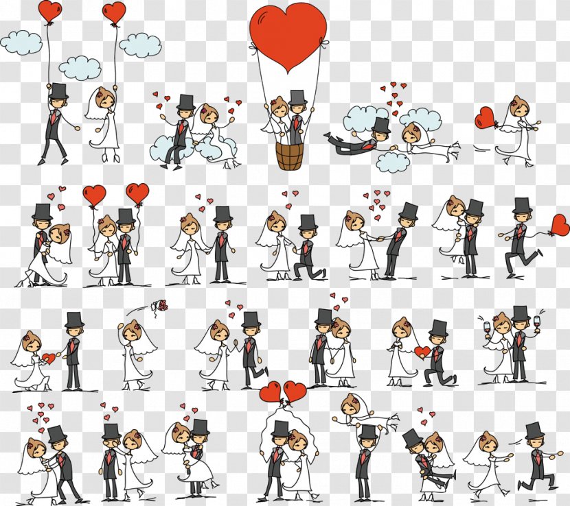 Wedding Invitation Cartoon Illustration - Human Behavior - Couple Pictures Transparent PNG