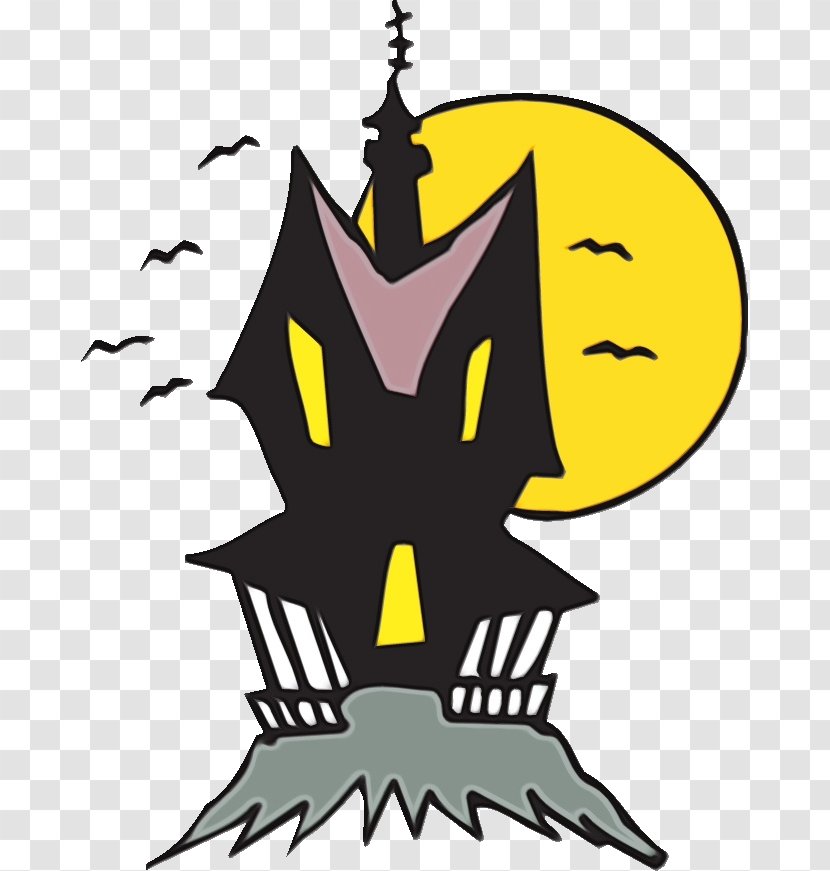 Haunted House Cartoon - Silhouette - Emblem Logo Transparent PNG