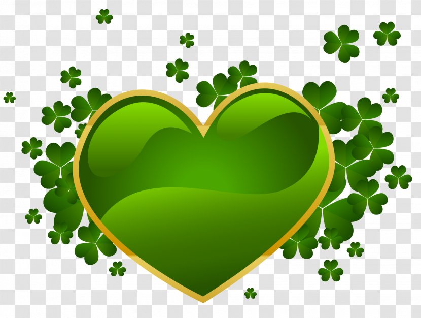 Saint Patrick's Day Ireland St. Shamrocks Clip Art - Flower - St Patricks Heart With Shamrock PNG Clipart Transparent PNG