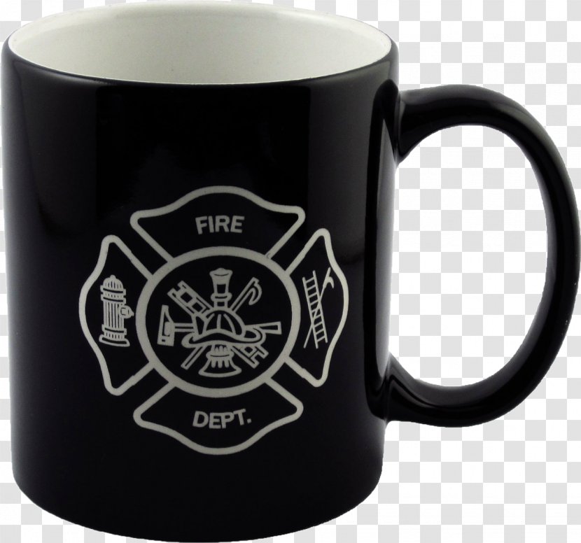 Mug Glass Coffee Cup Firefighter - Drinkware Transparent PNG