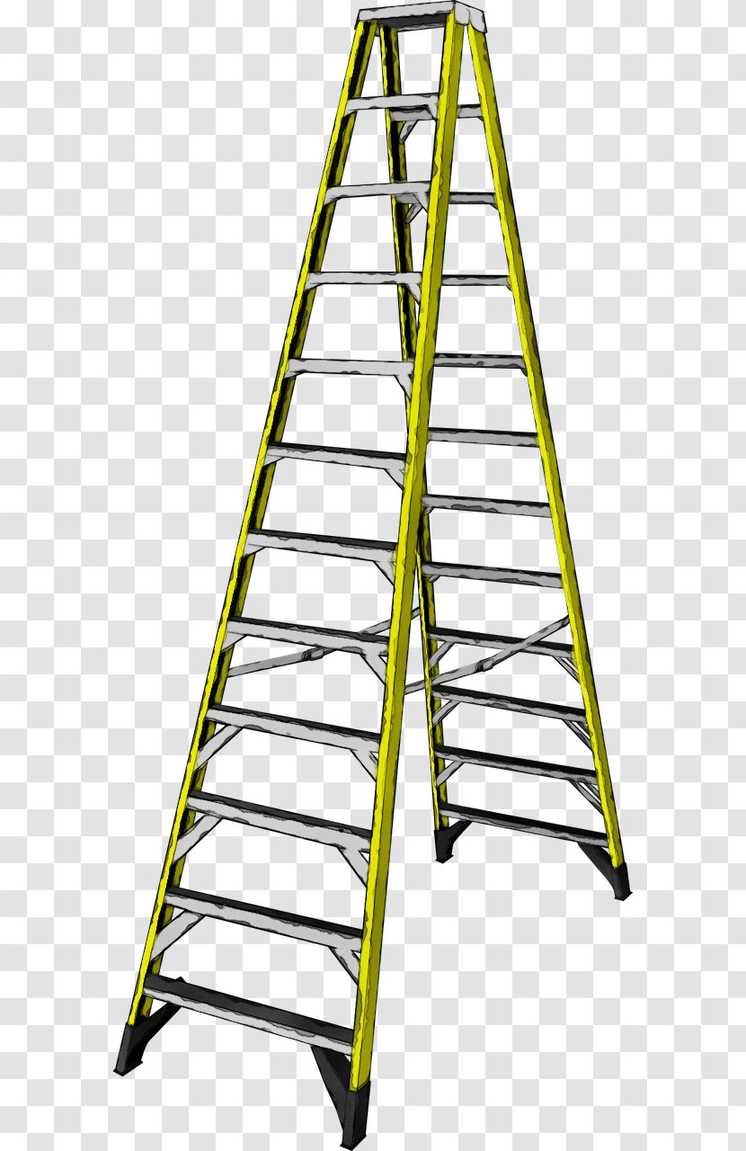 Ladder Yellow Line Stairs Tool Transparent PNG