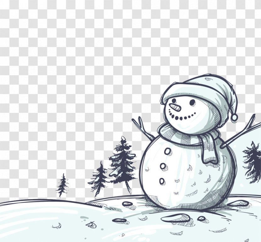 Snowman Winter Gratis Child - Christmas Card - Vector Material Transparent PNG