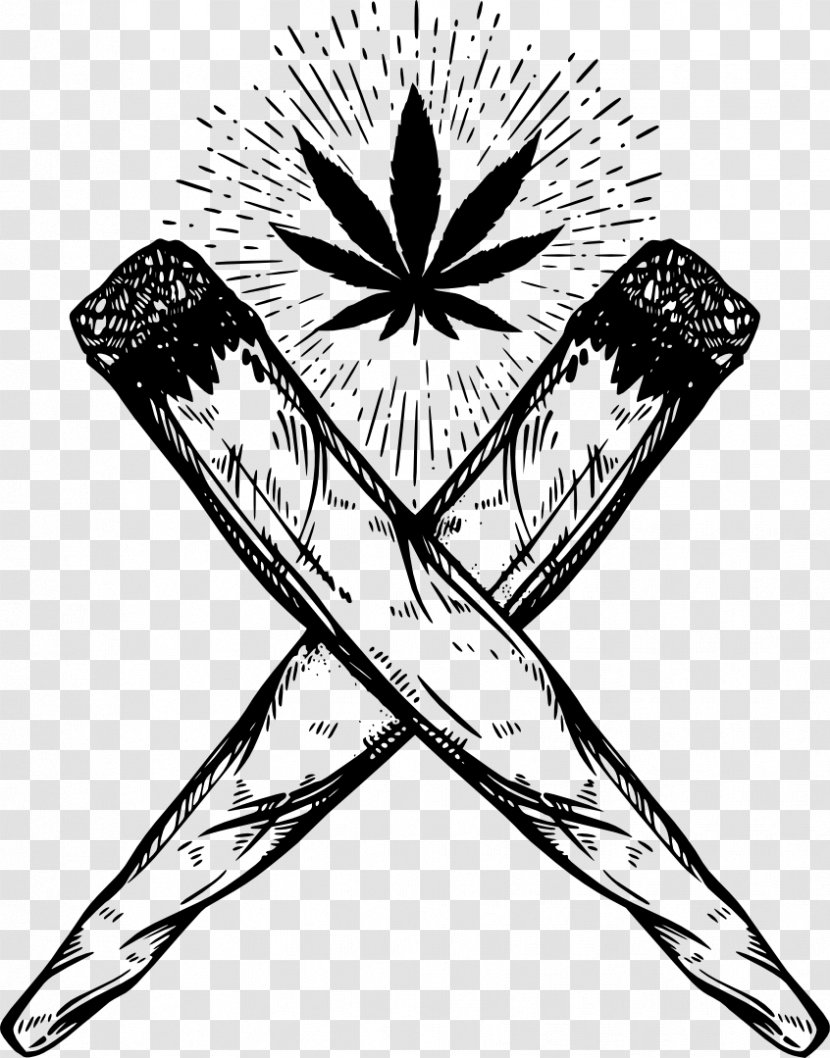Joint Drawing Cannabis Smoking - Line Art Transparent PNG