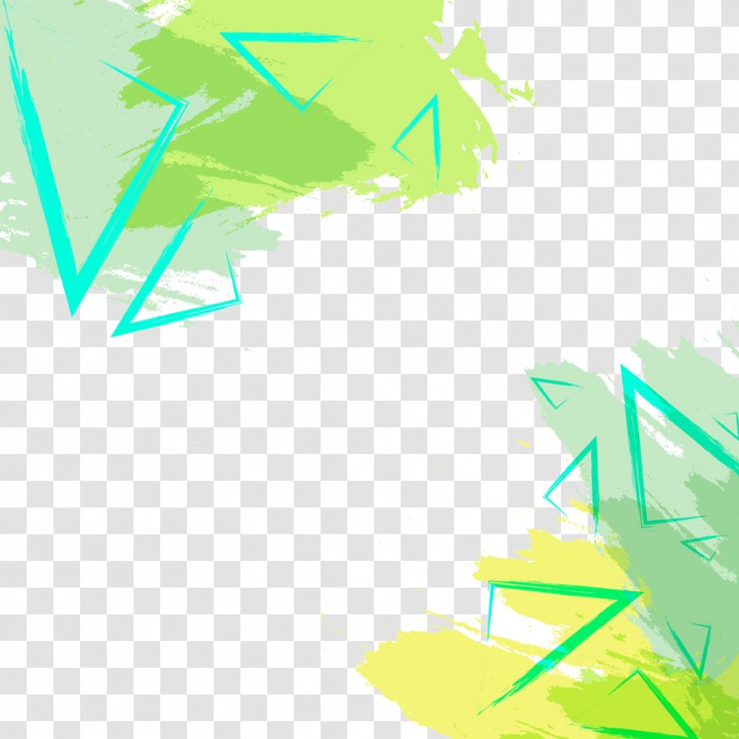 Green Watercolor Painting Graphic Design - Leaf - Brush Strokes Triangle Transparent PNG