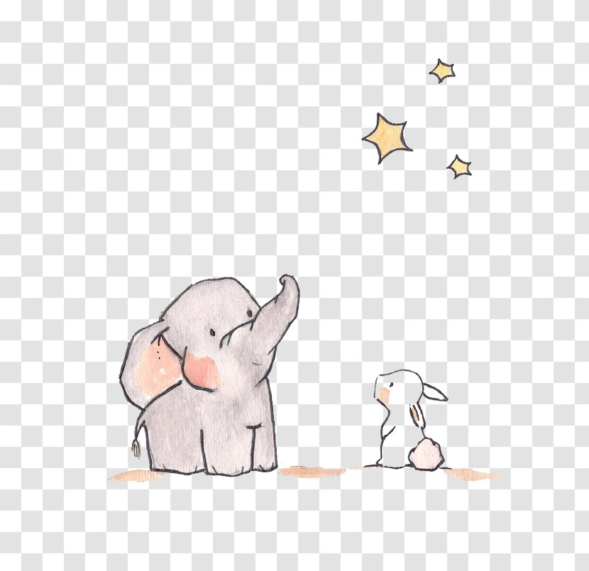 Elephant Star Rabbit Illustration - Cartoon - Elephants And Rabbits Stars Transparent PNG