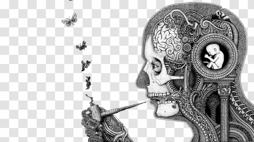 Drawing Thought Illustration - Frame - Irritability Smoking Skull Transparent PNG