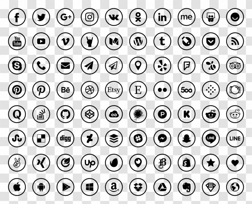 Social Media Sketch - Text - Icons Transparent PNG