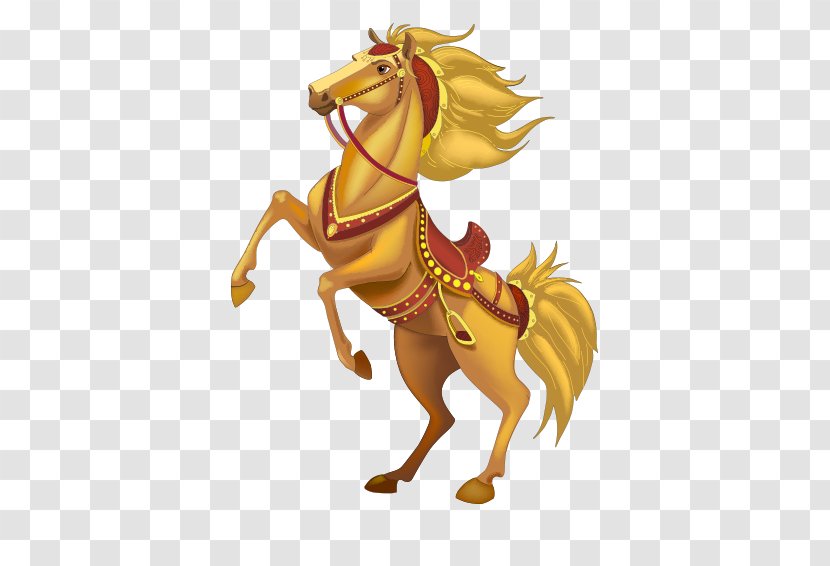 Horse Illustration - Mythical Creature - Hand-painted Golden Vector Transparent PNG