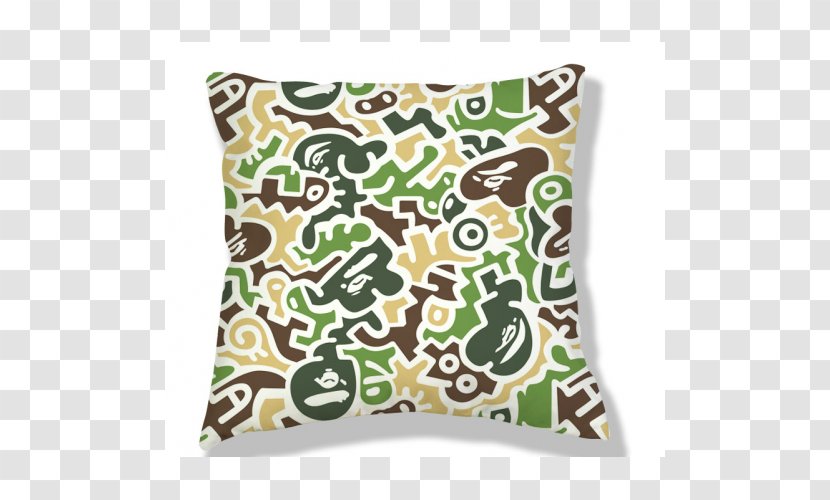 A Bathing Ape Art Canvas Cushion Pillow - Keith Haring - Camo Pattern Transparent PNG